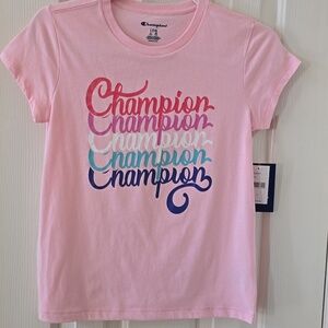 CHAMPION BRAND GIRL'S SIGNATURE PINK SHORT SLEEVE T-SHIRT SIZE LARGE 14
